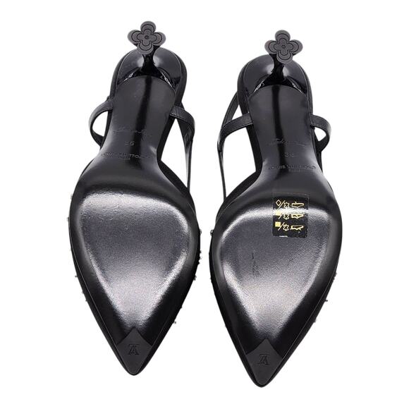Louis Vuitton Blossom Slingback Heels Satin Crystals Black EU 36 US 5.5 - NWB - Picture 6 of 8